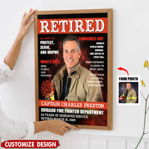 Personalized Firefighter Magazine Cover Poster - Gift For Fireman