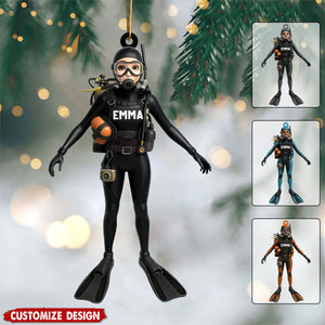 Personalized Scuba Diving FeMale Ornament - Gift for Diver