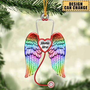 Personalized Nurse Angel Wings  Acrylic Car / Christmas Ornament - Gift For Nurse