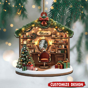 Personalized Hair Salon Christmas Ornament - Gift For Barber