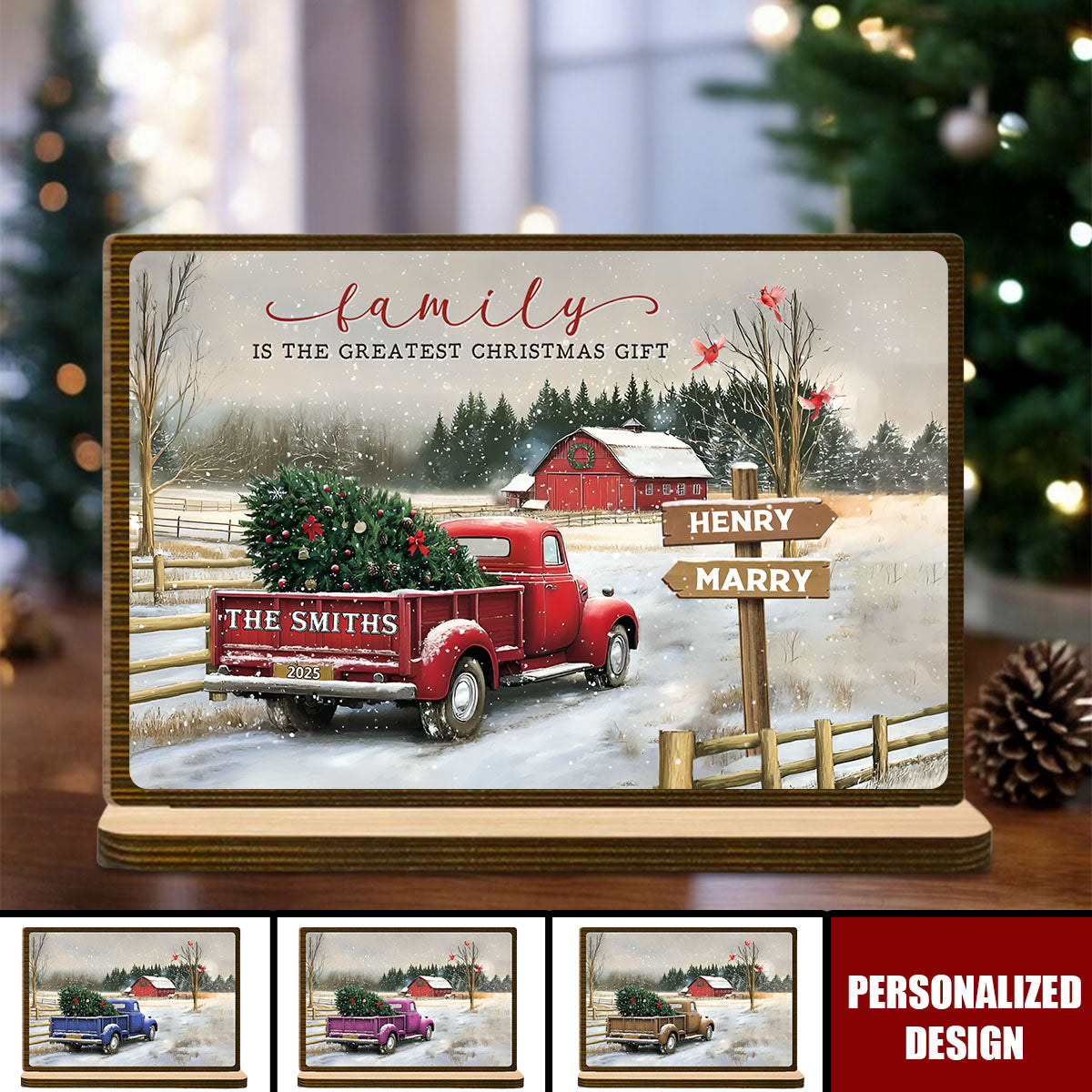 Personalized Family Farm Christmas Truck Plaque-Gifts For Truck Lover