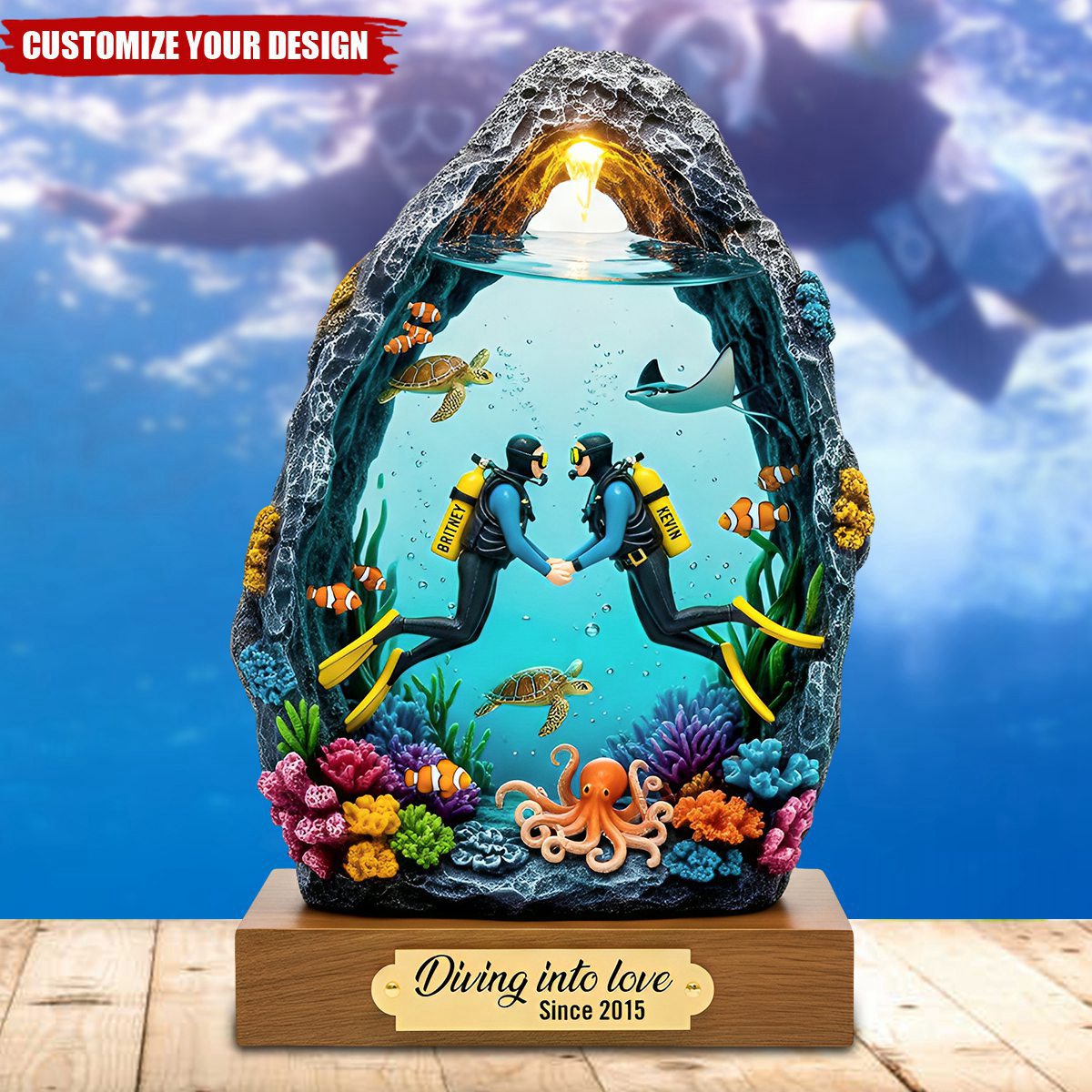 Personalized Scuba Diving Couple Acrylic Plaque Gifts For Couple