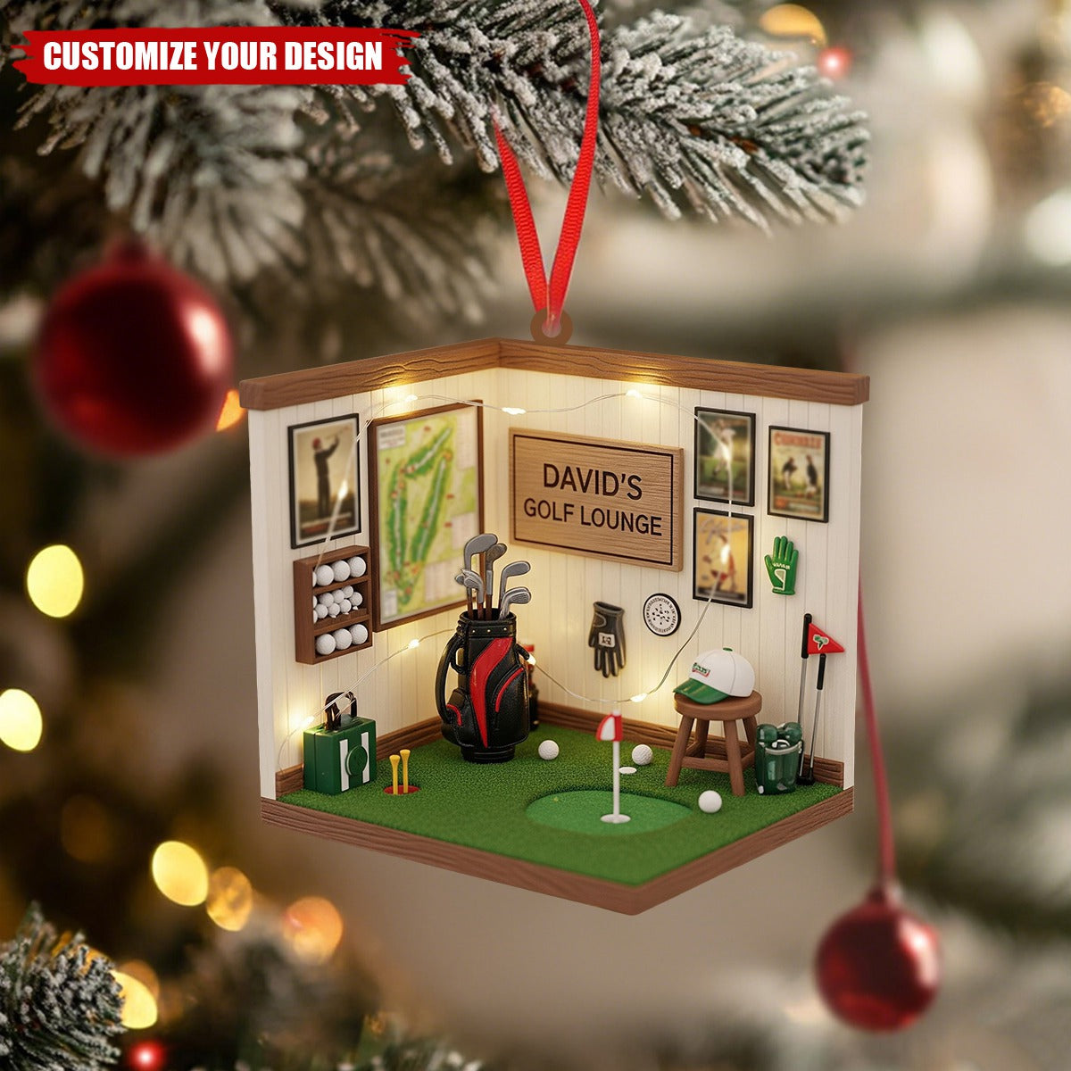 Personalized Golf Lounge Christmas Ornament, Gift For Golfers