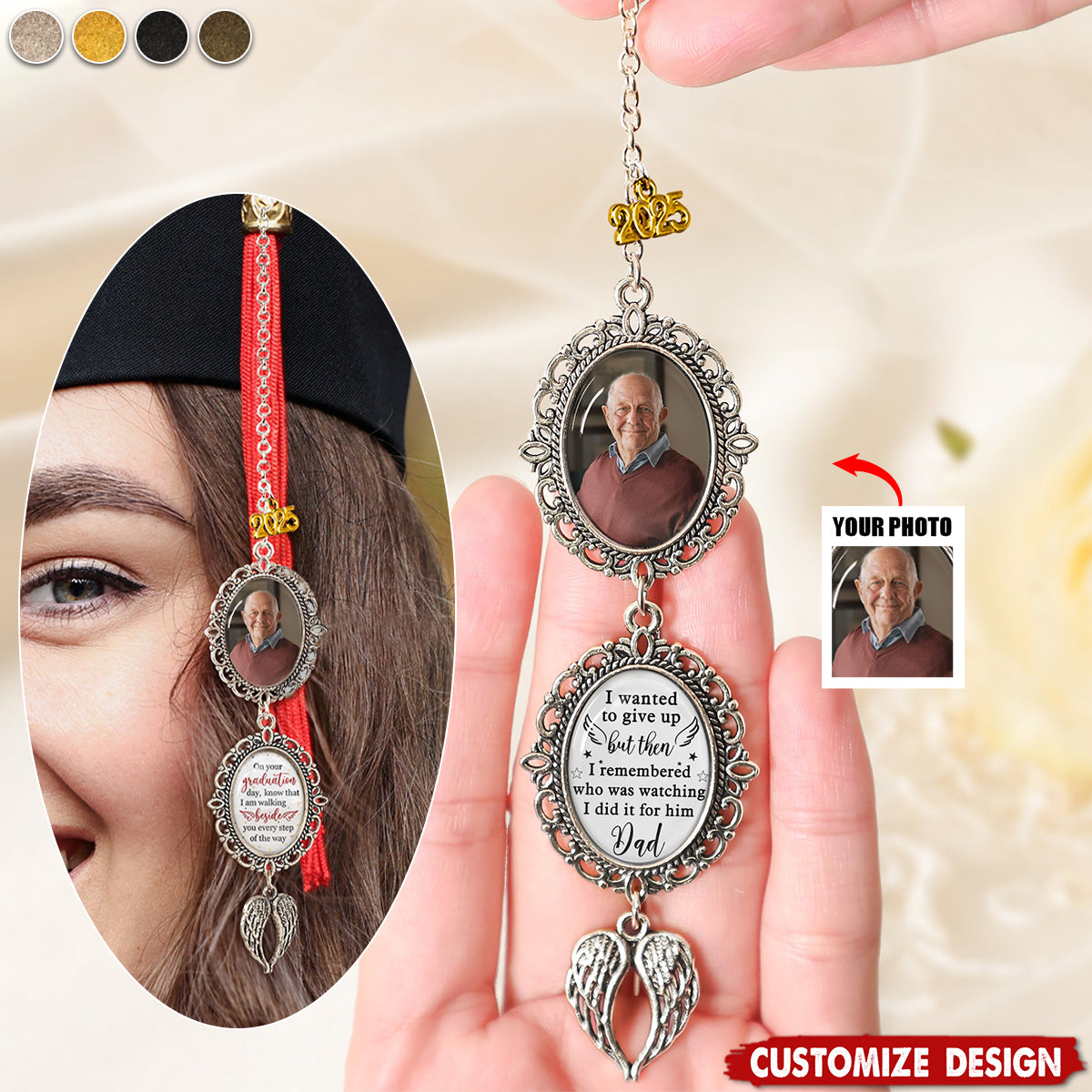 Personalized Class Of 2025 Graduation Tassel Photo Charm