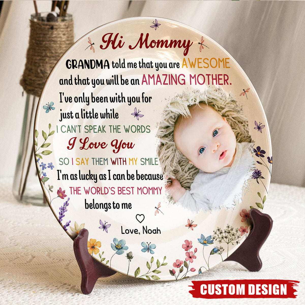 The Best Mommy Belongs To Me First Mom - Personalized Ceramic Photo Plate, New Mom Gift