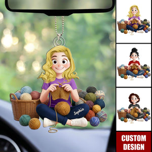 Knitting ,Crochet - Personalized Acrylic Car Ornament