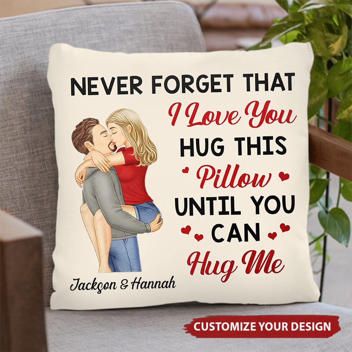 Hug This Pillow Until You Can Hug Me Couples - Personalized Pillow - Anniversary Gift For Husband,Wife