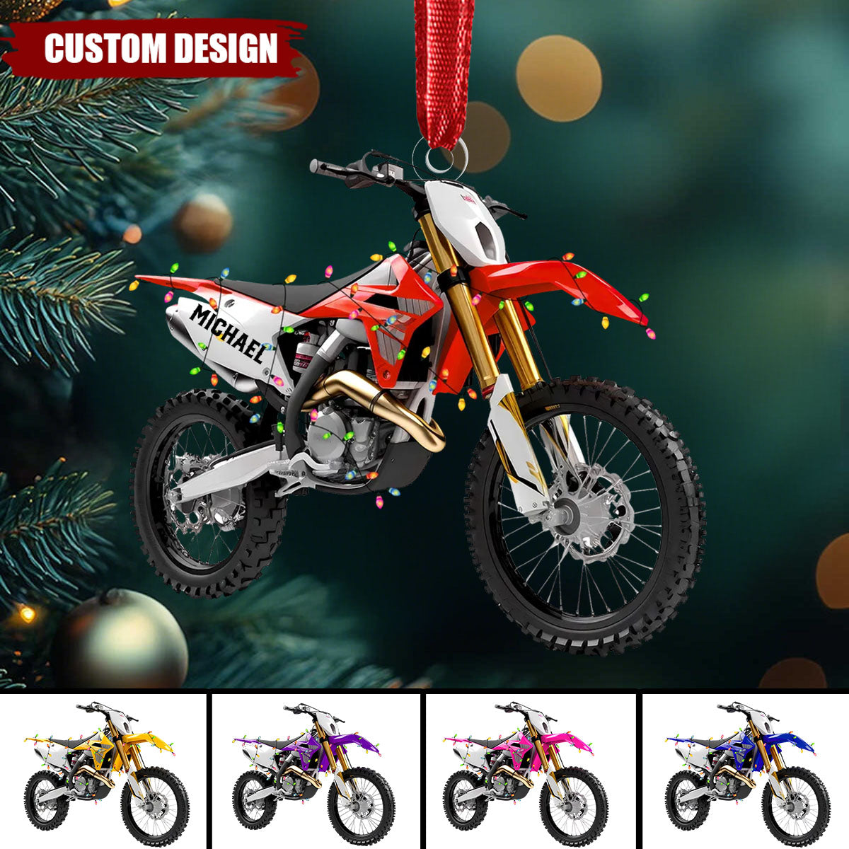 Dirt Bike Ornament, Personalized Motocross Ornament, Dirt Bike Gift Idea, Racing Ornament, Custom Ornament for Men, Acrylic 2D Ornament