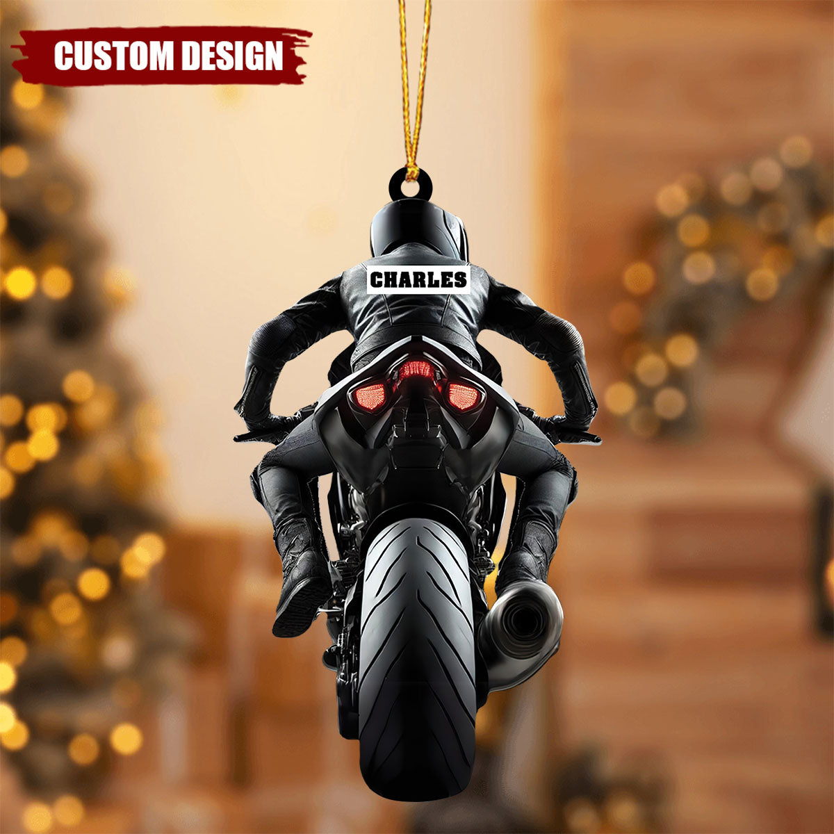 Custom Name Motorcycle Rider Ornament, Christmas Gift Decoration