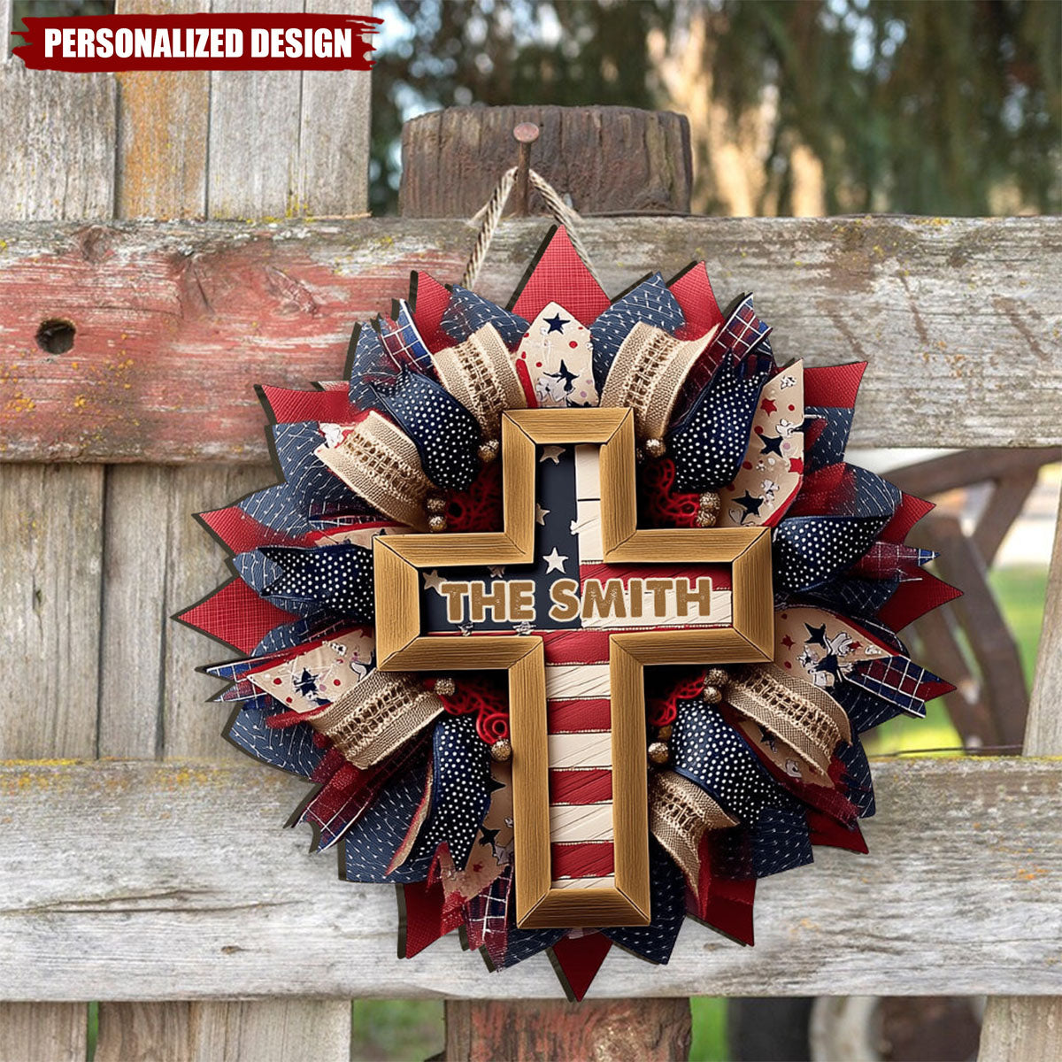 God Bless The American - Personalized Christian Custom Shaped Wood Sign