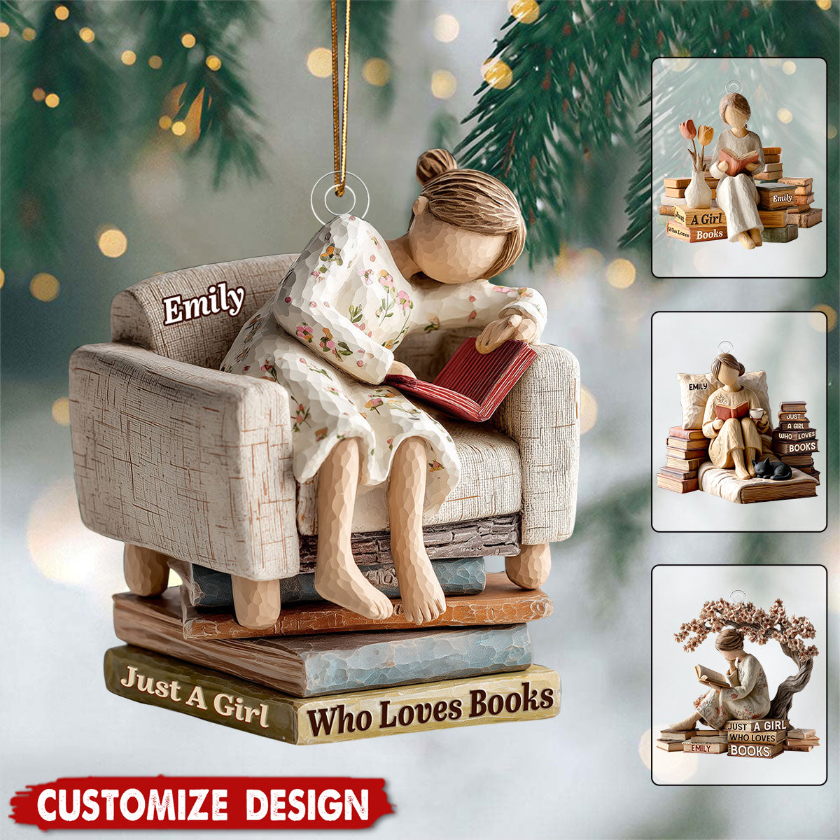 Just A Girl Who Loves Books - Personalized Acrylic Ornament - Gift For Reading Lovers