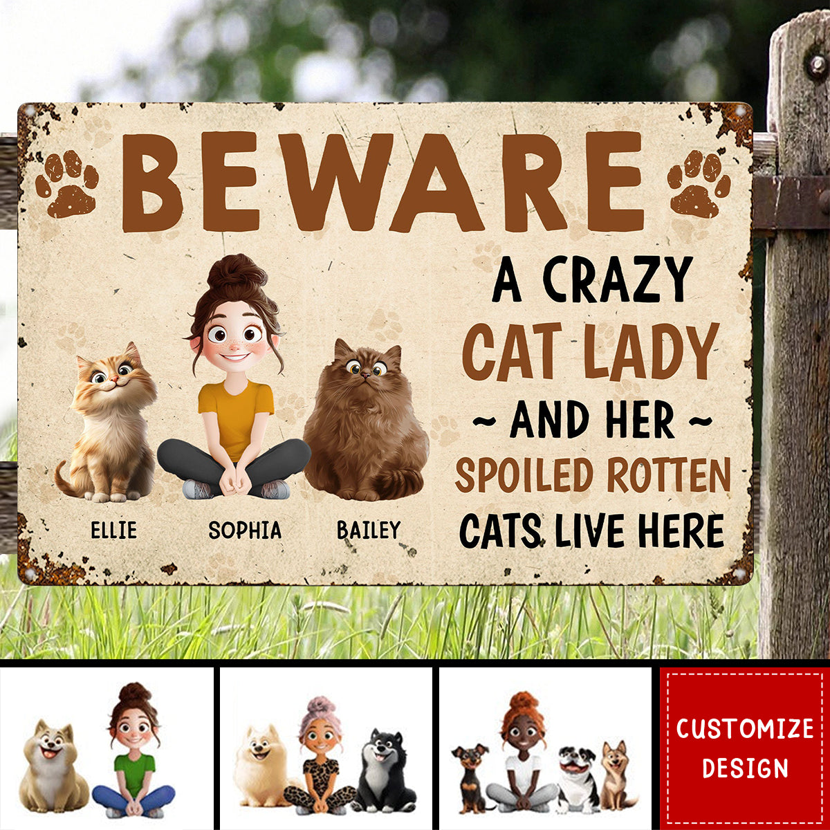 Crazy Dog Lady And Her Dogs - Personalized Metal Sign