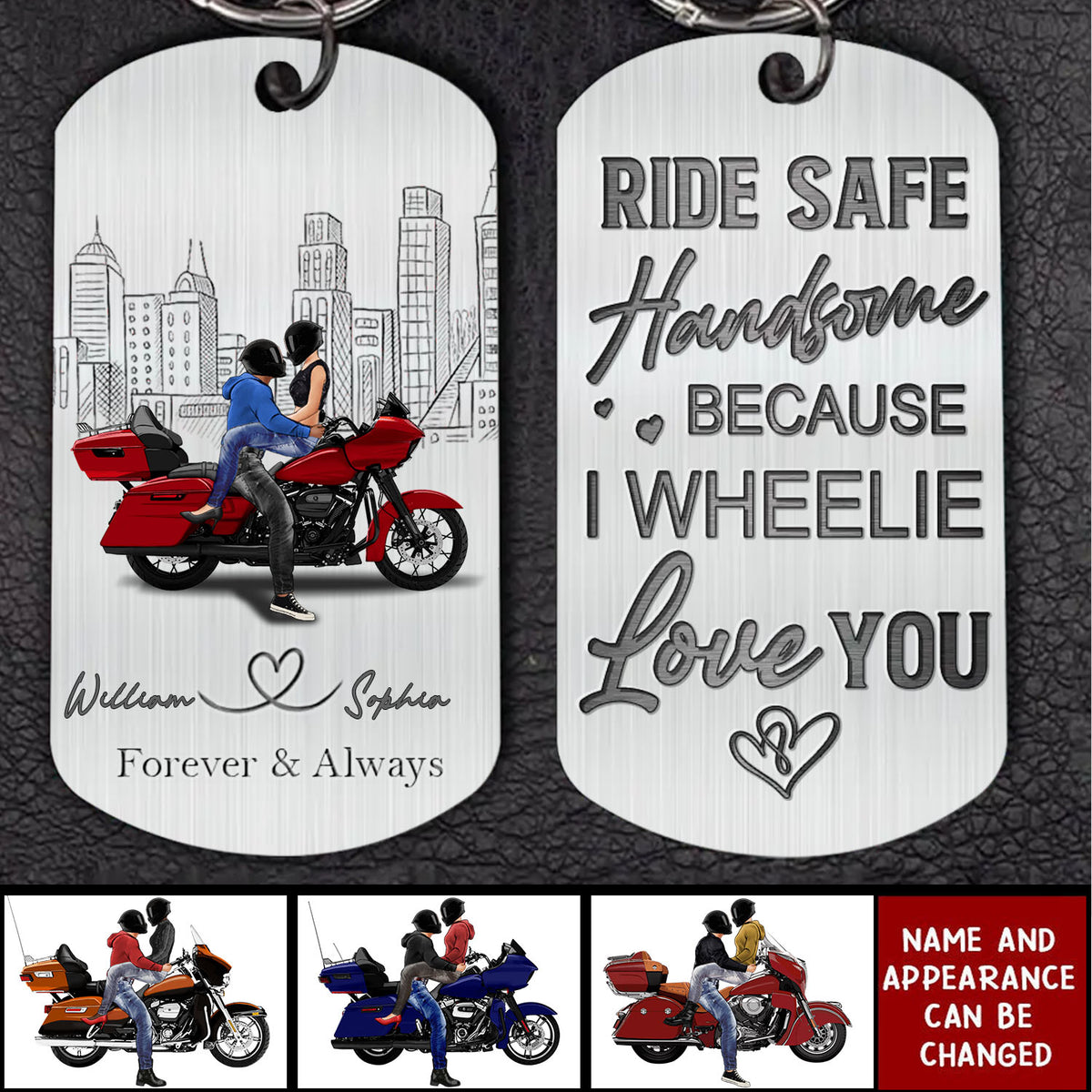 Ride Safe Handsome-Personalized Gifts For Riding Couple Stainless Steel Keychain