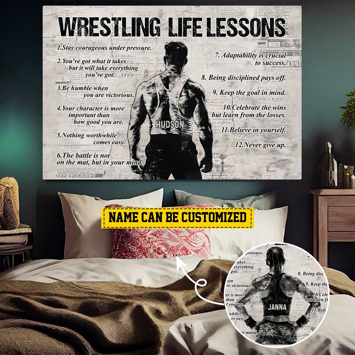 Personalized Wrestling Life Lessons Poster-Gift For Wrestling Lovers