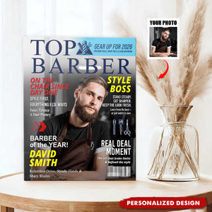 Personalized Barber Magazine Cover Poster - Gift For Barber