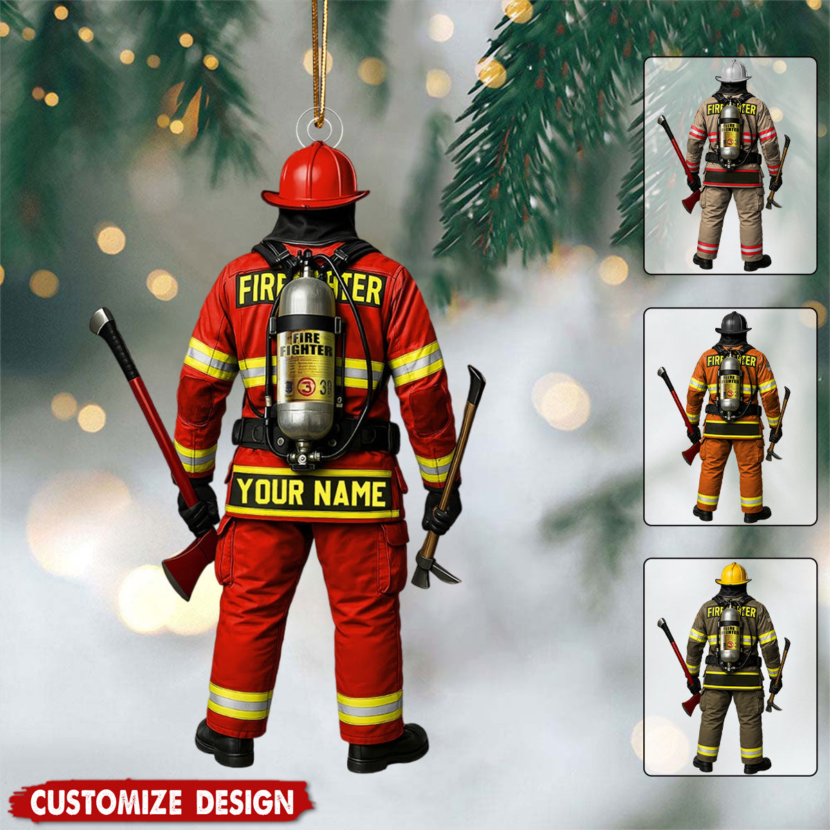 Personalized Firefighter On Duty Christmas Ornament - Gift For Firefighter Fireman New