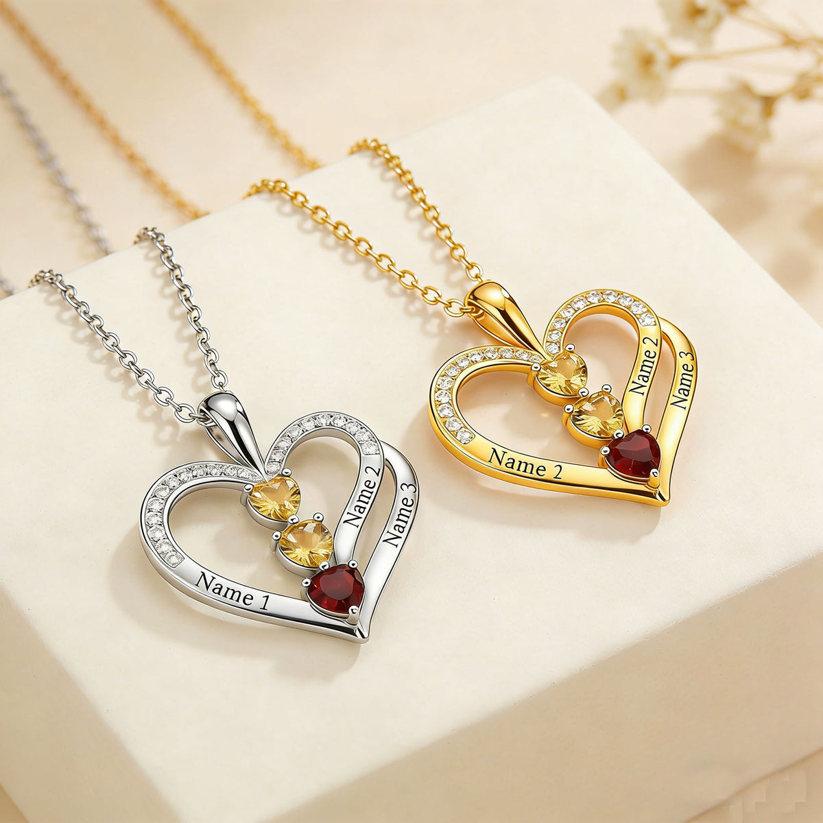 Personalized Kids Birthstone Name Necklace - Gift For Mom Grandma