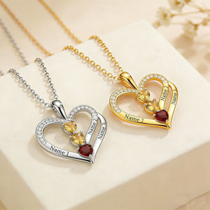 Personalized Kids Birthstone Name Necklace - Gift For Mom Grandma