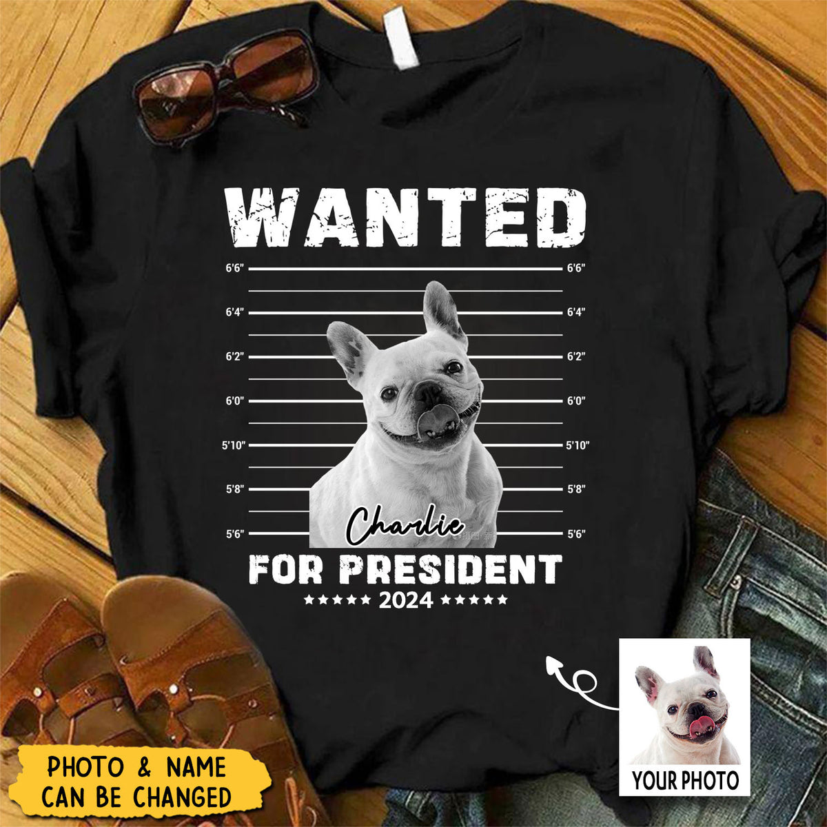 Wanted President Personalized Dog Cat Photo Shirt