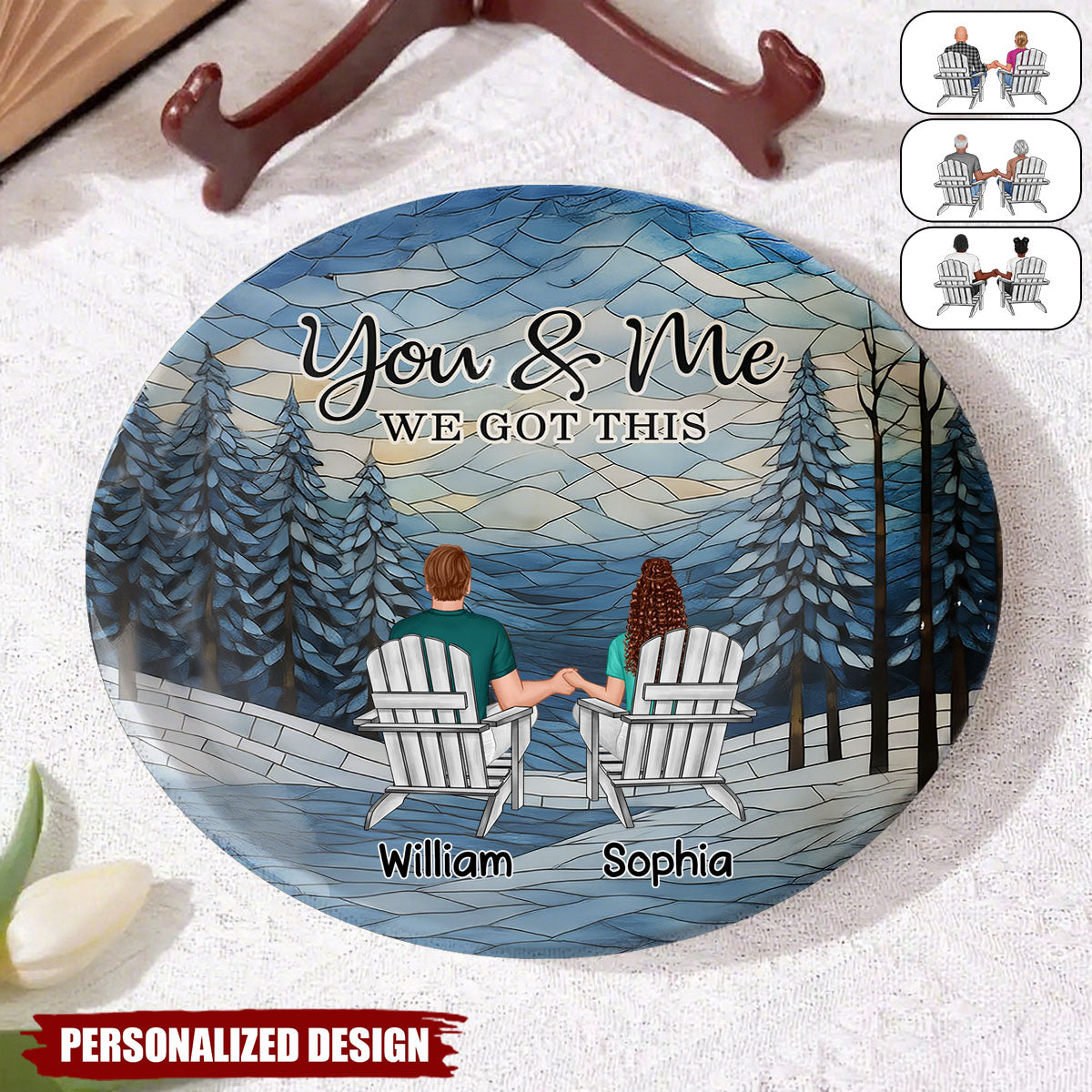 Mosaic Style You & Me We Got This New Version - Personalized Ceramic Plate