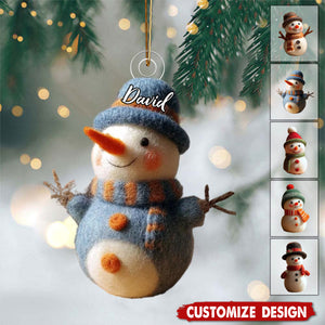 Personalized Felt Christmas Snowman Ornament