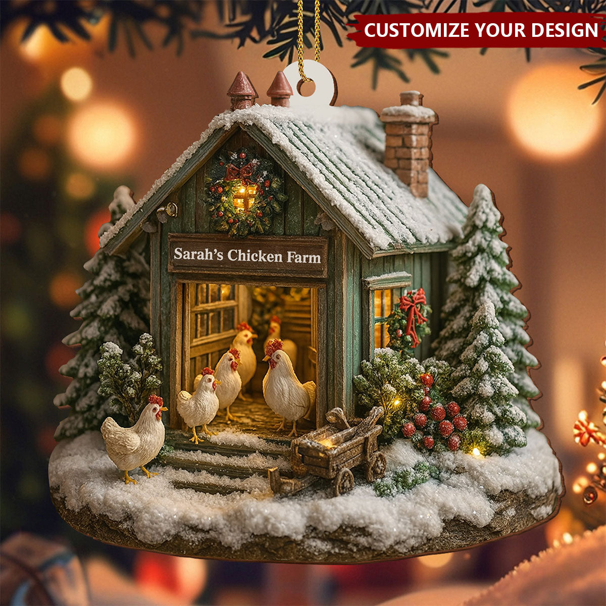 Welcome to Our Cozy Farm, Celebrate the Holiday Season, Personalized Custom Ornament