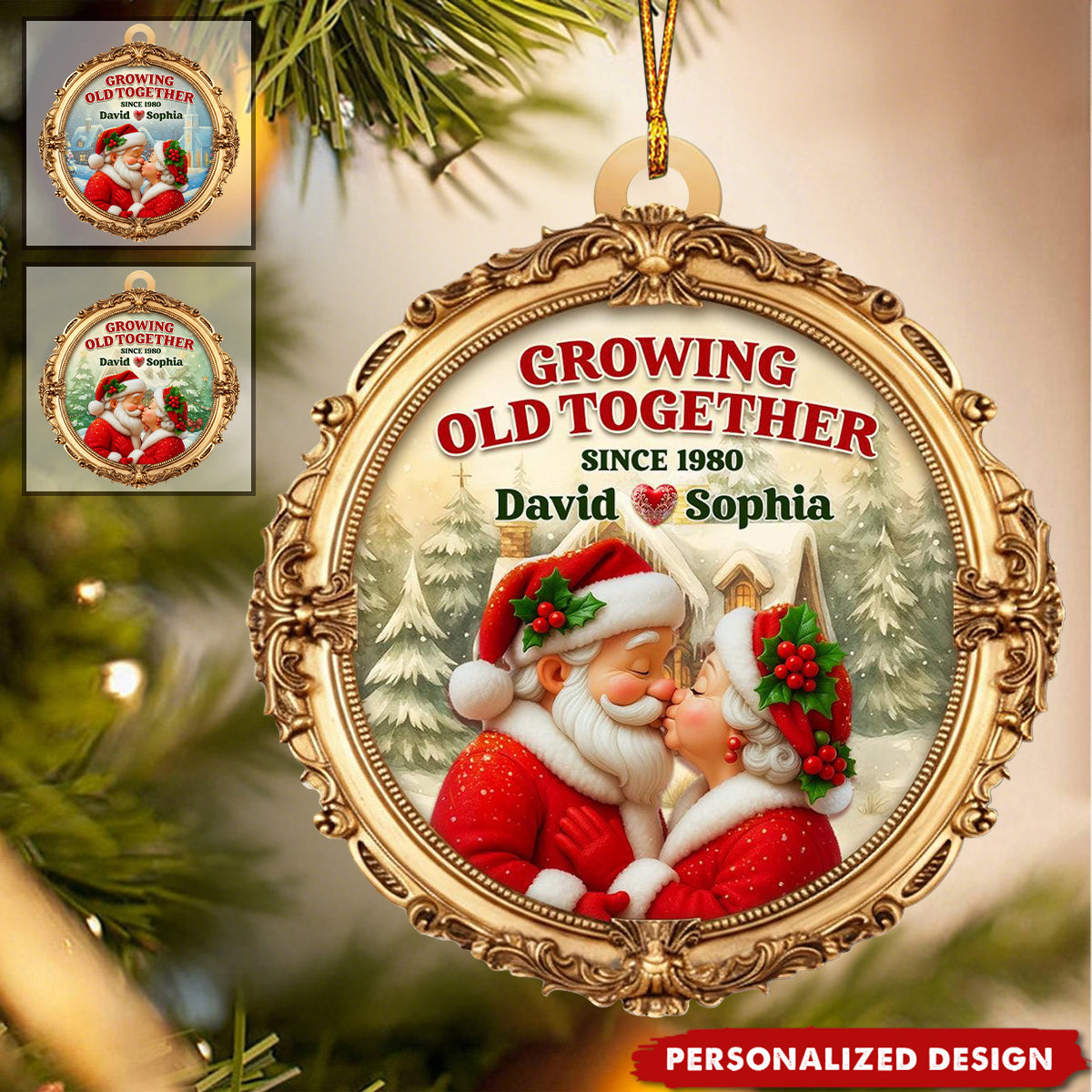 Growing Old Together-Personalized Couple Christmas Ornament-Anniversary Gift