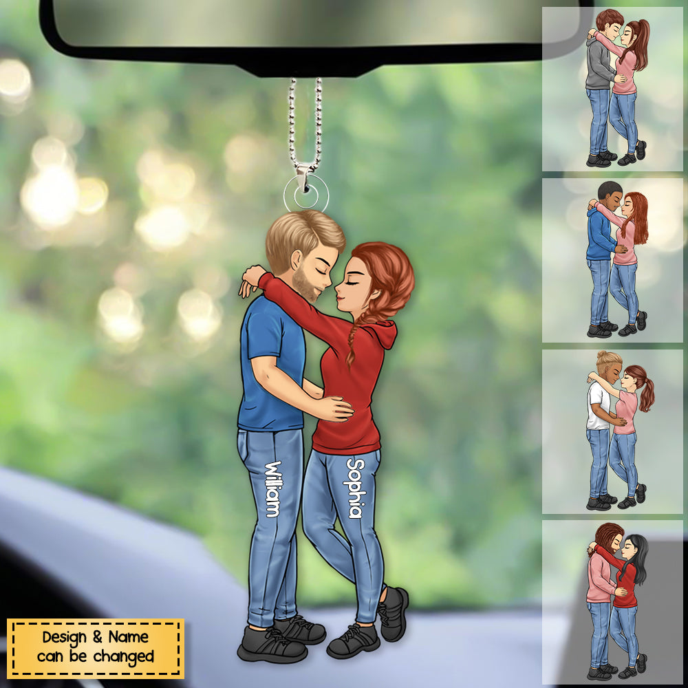 Doll Couple Hugging - Personalized Car Hanging Ornament