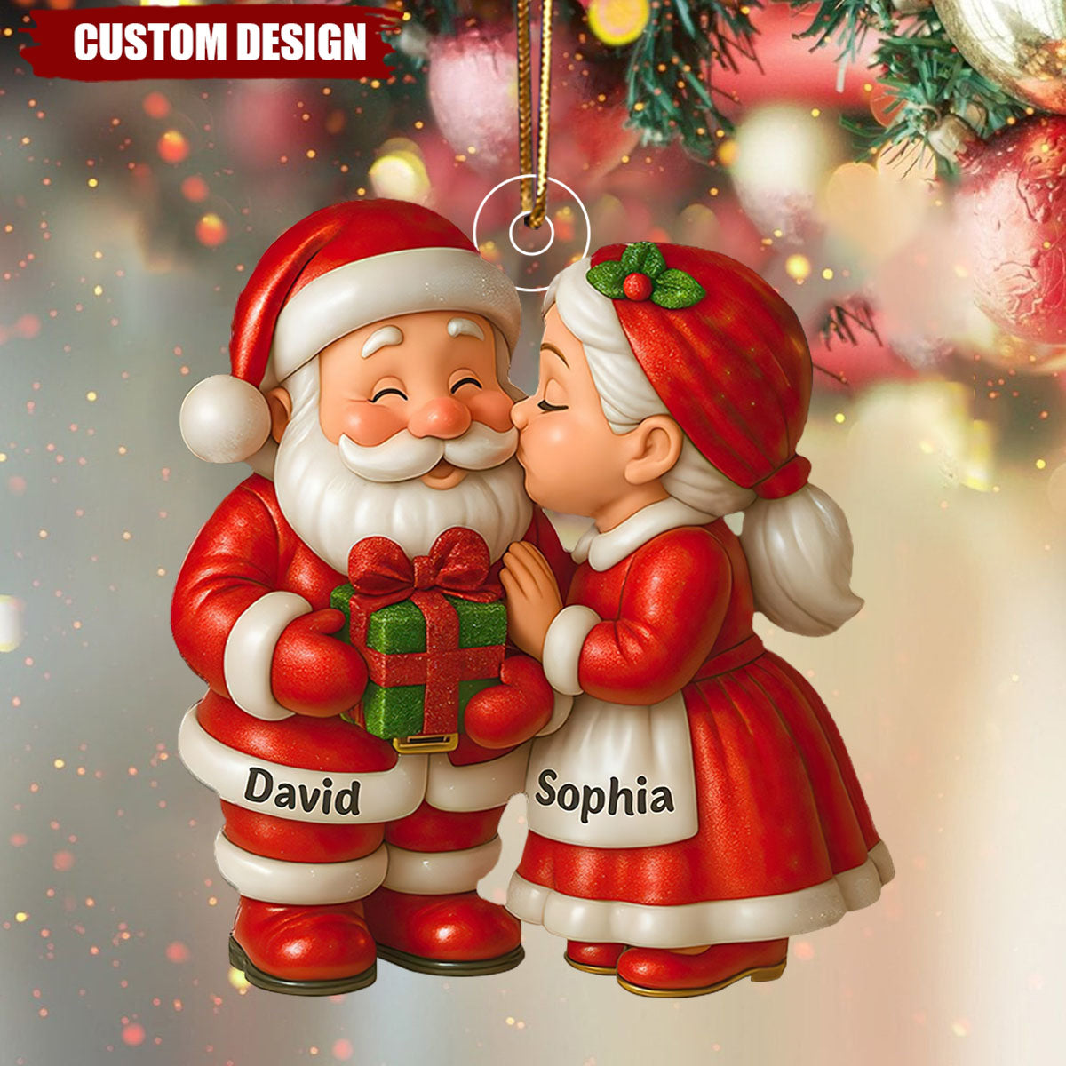 Personalized Santa And Mrs. Claus Christmas Ornament, Growing Old Together Custom Acrylic Keepsake, Holiday Gift For Couples And Loving 2025