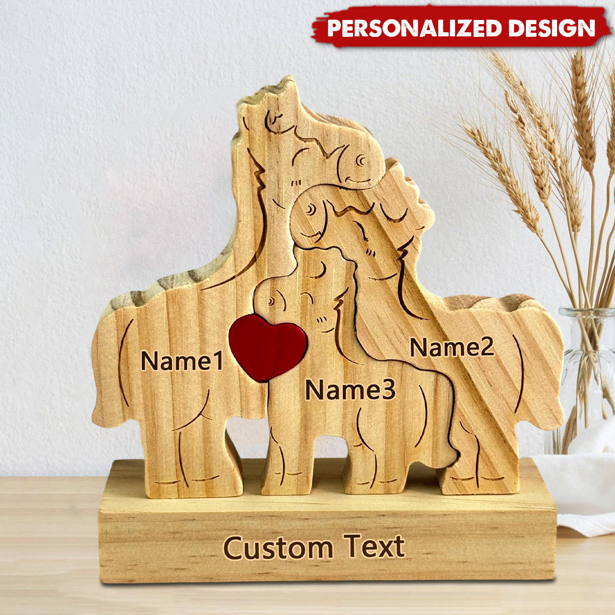 Personalized Wooden horse Family Puzzle