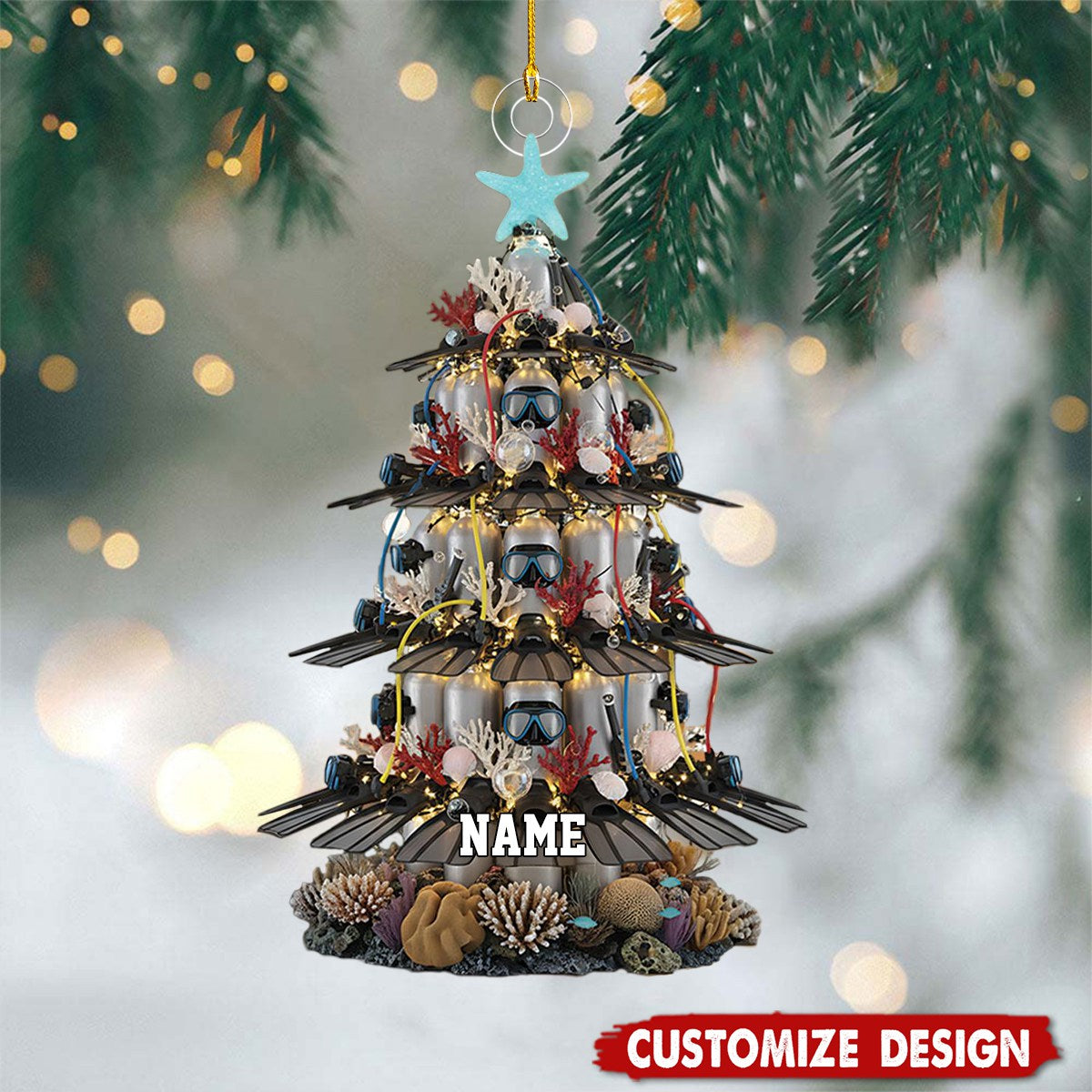 Personalized Scuba Diving Christmas Ornament - Gift for Sea Lovers