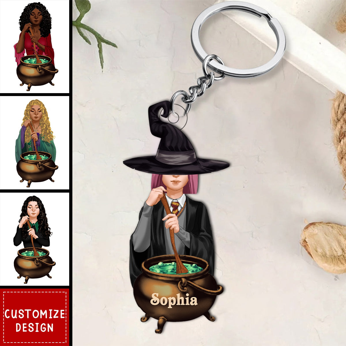 Personalized Witch Acrylic Keychain