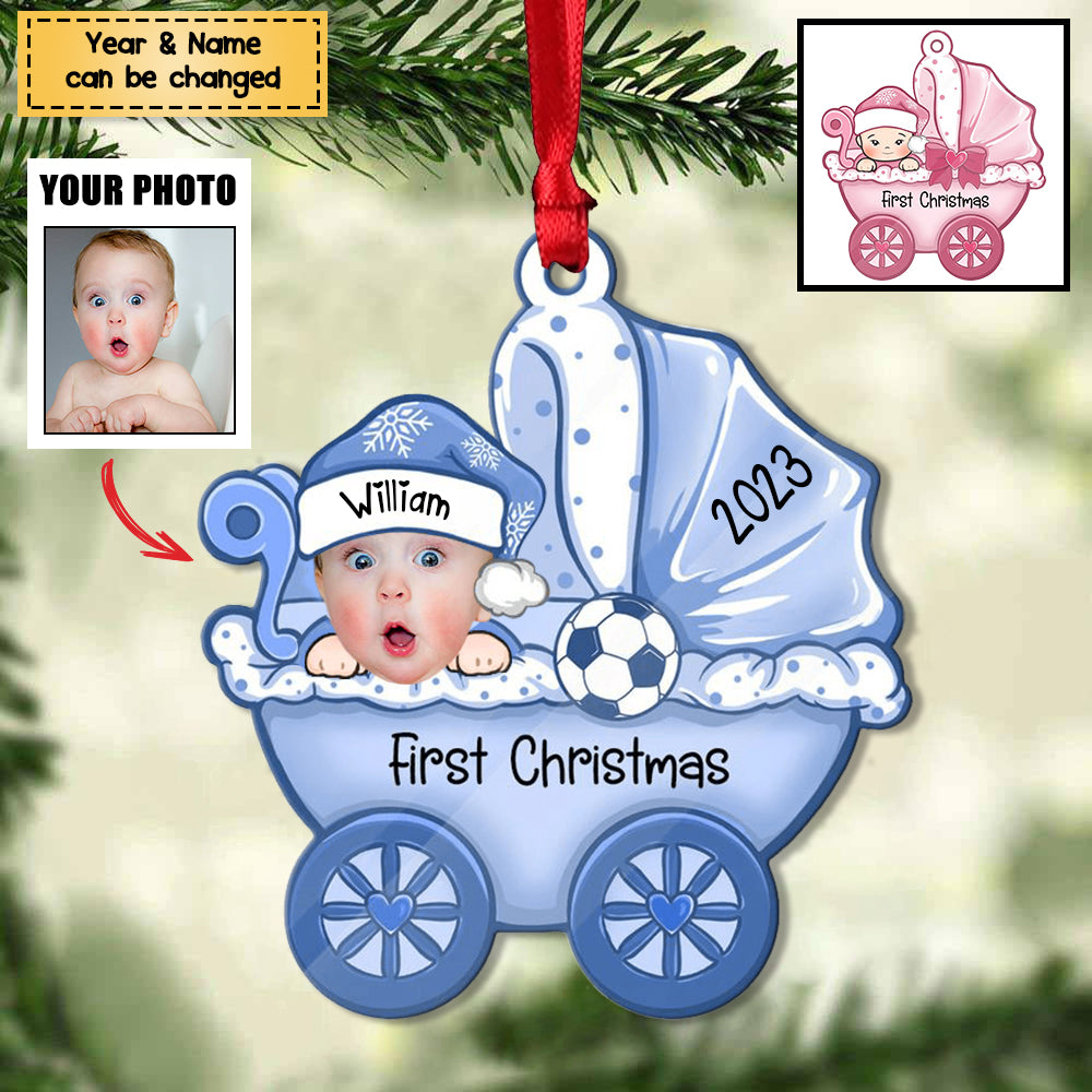 Baby's First Christmas, Baby Carriage, Personalized Christmas Ornament, Custom Gift for Baby