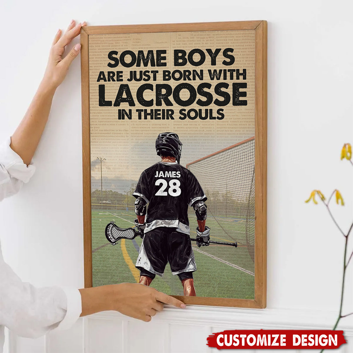 Some Boys Are Just Born With Lacrosse In Their Souls-Personalized Lacrosse Boy Poster