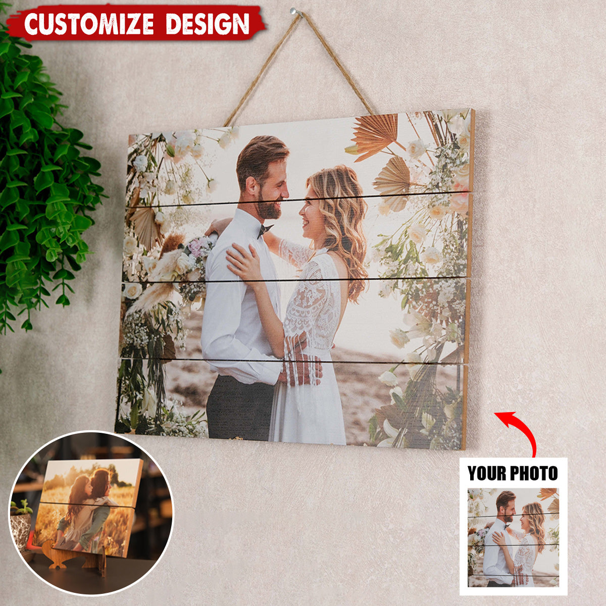 Personalized Couple Photo Wood Decor - Unique Gift For Wife,Husband,Anniversary