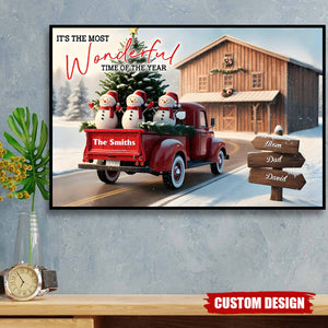 Rustic Christmas Family - Personalized Family Canvas And Poster
