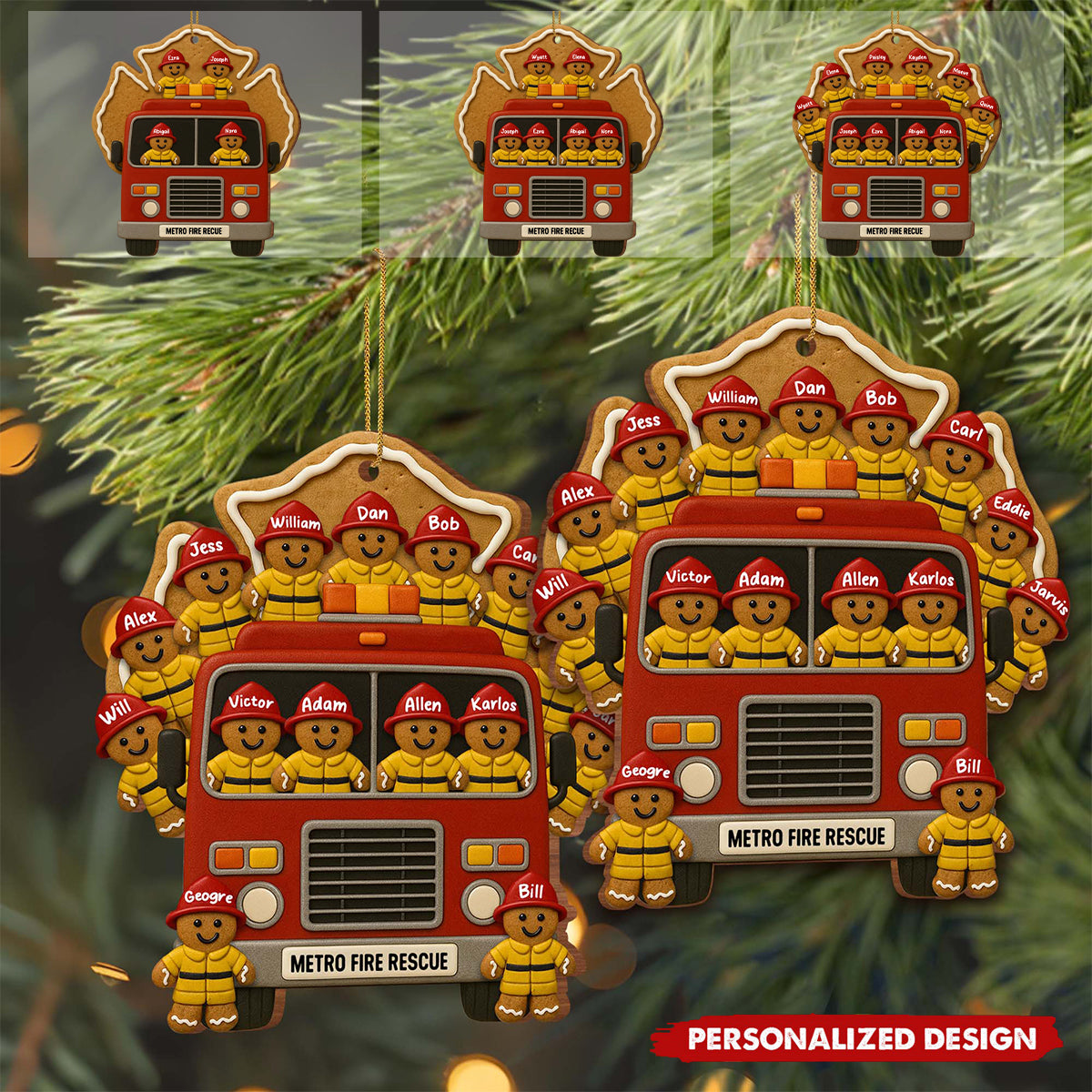 Celebrate Your Heroes With Festive Firefighter Ornament, Personalized Custom Wood Gift For Firefighters And Family