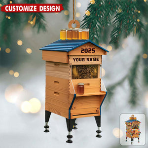 Personalized Beehive Christmas Ornament: Acrylic Ornament, Beekeeper Gifts