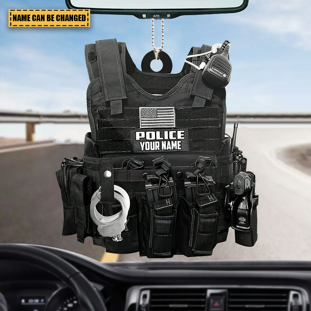 Police Vest Bulletproof Jacket Personalized Ornament, Police Outfit Ornament