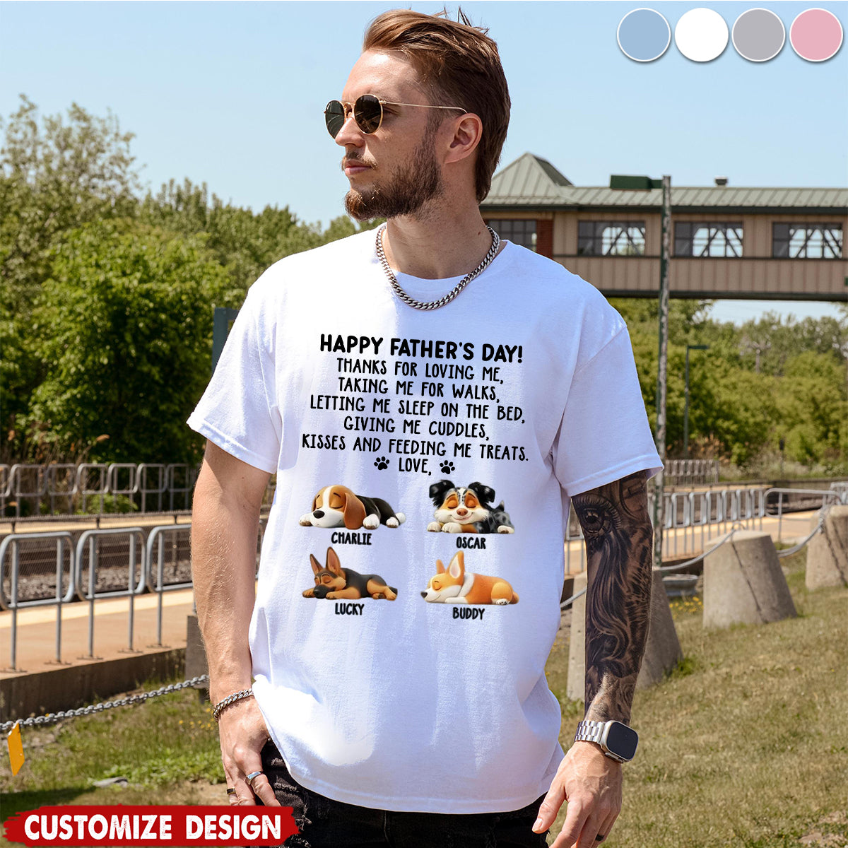 Thanks For Loving Me Dad - Personalized Unisex T-Shirt - Father's Day Gift For Dog Lovers