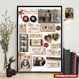 Personalized Couple Matchbook Romantic Love Collage Poster