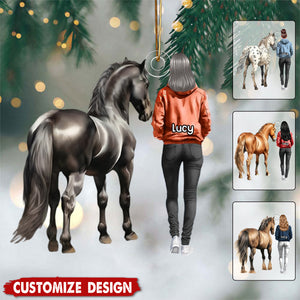 Personalized Woman And Horse Ornament - Gift For Horse Lovers