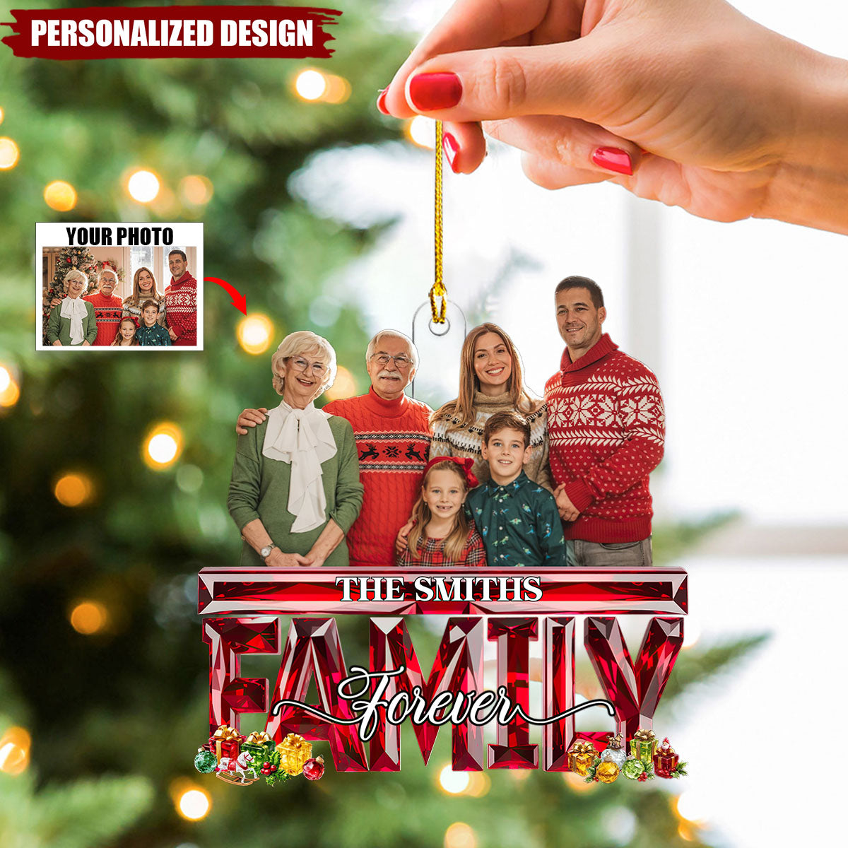 Personalized Photo Family Forever Ornament-Gift For Family Member