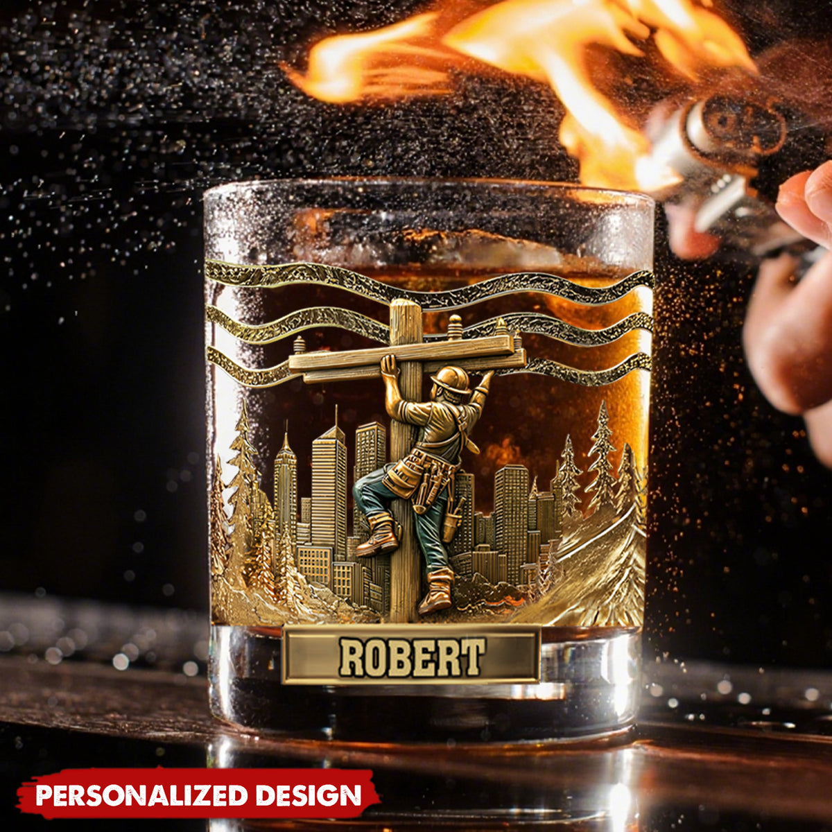Lineman Legacy Glass-Personalized Lineman Whiskey Glass