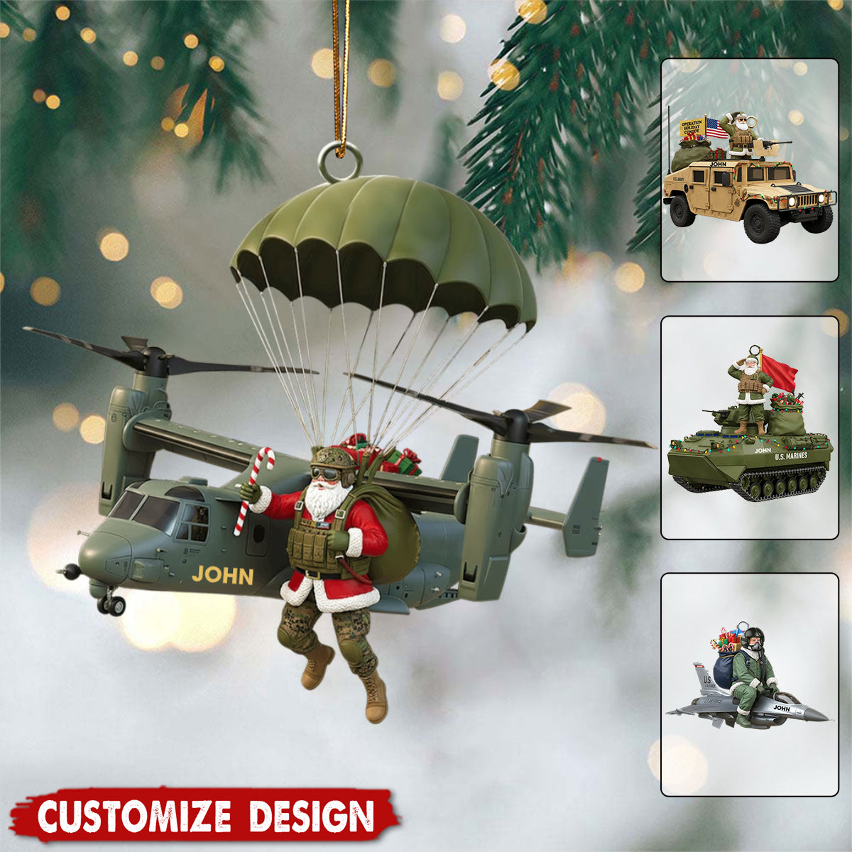 Fly High in the Holiday Spirit - Personalized Military Ornament - Gift for Air Force Enthusiasts, Veterans, and Collectors