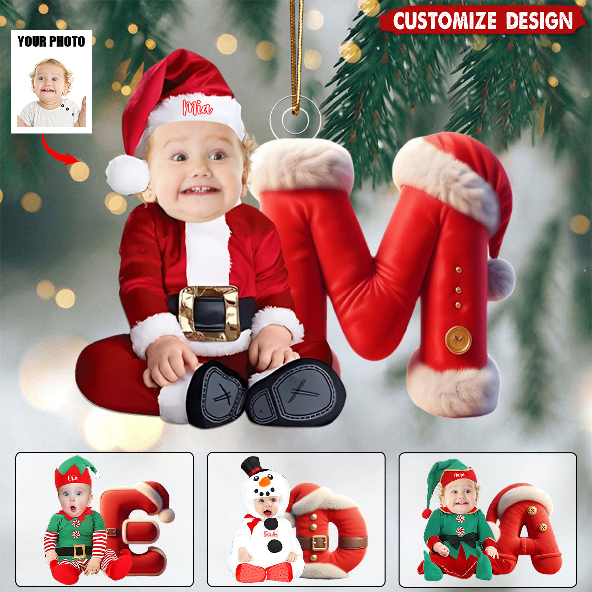 Merry Xmas - Personalized Kid Transparent Ornament - Gift For Boy,Girl,Baby
