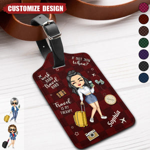 Work Hard, Travel Hard - Travel Personalized Custom Luggage Tag - Holiday Vacation Gift, Gift For Adventure Travel Lovers