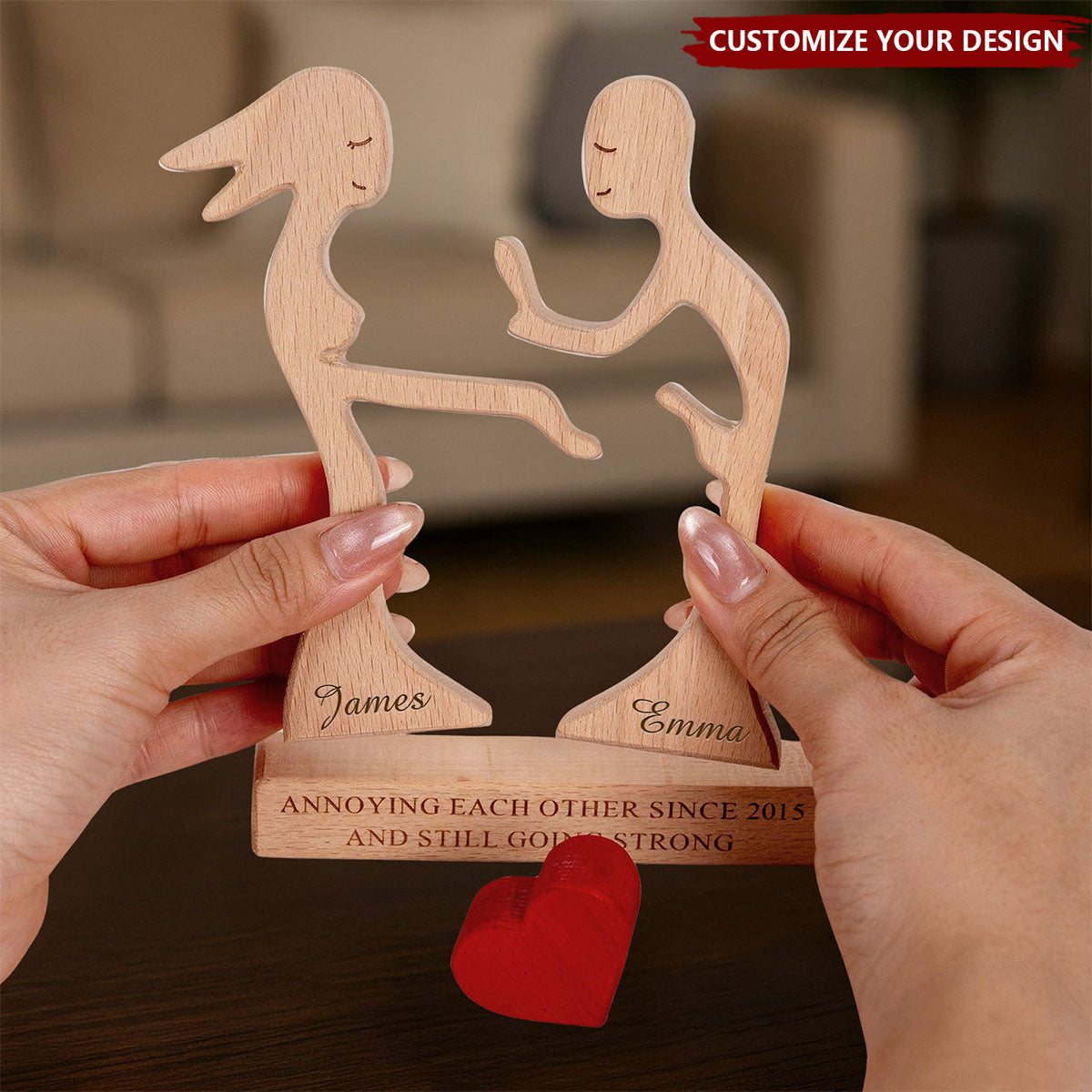 Couple Funny Puzzle Gift For Her Gift For Him - Personalized Wooden Family Puzzle