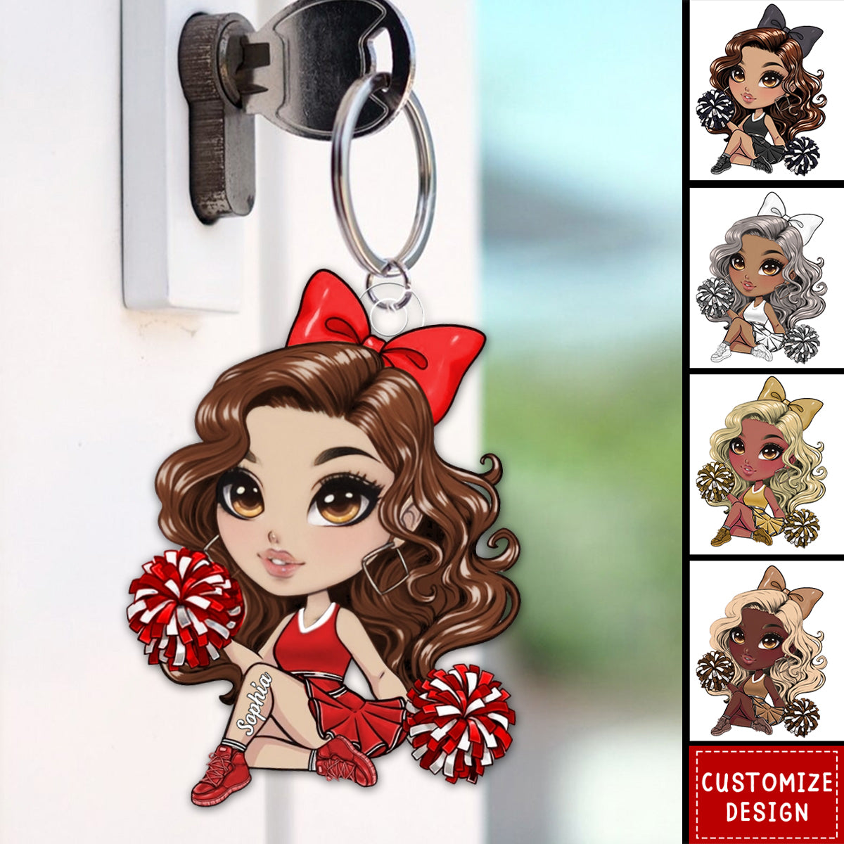 Cheerleader Cartoon Sports Girl-Personalized Keychain