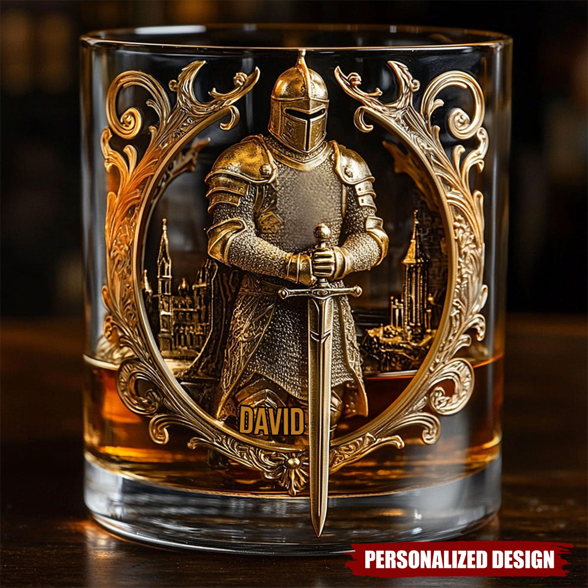Knight Of God-Personalized Whiskey Glass